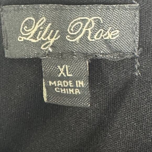 Lily Rose XL Dress Black Floral Print V-Neck Keyhole Back Metallic Accent Boho - Picture 6 of 9